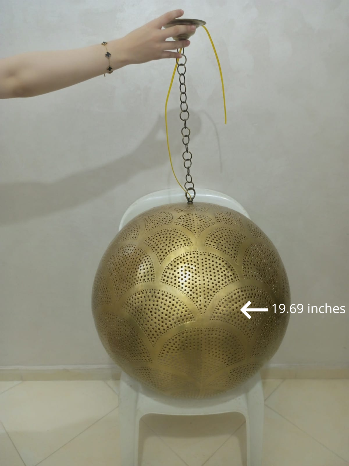 Handmade Moroccan solid copper globe pendant light