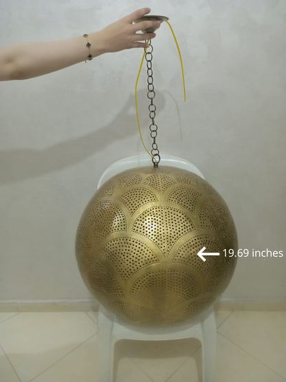 Handmade Moroccan solid copper globe pendant light