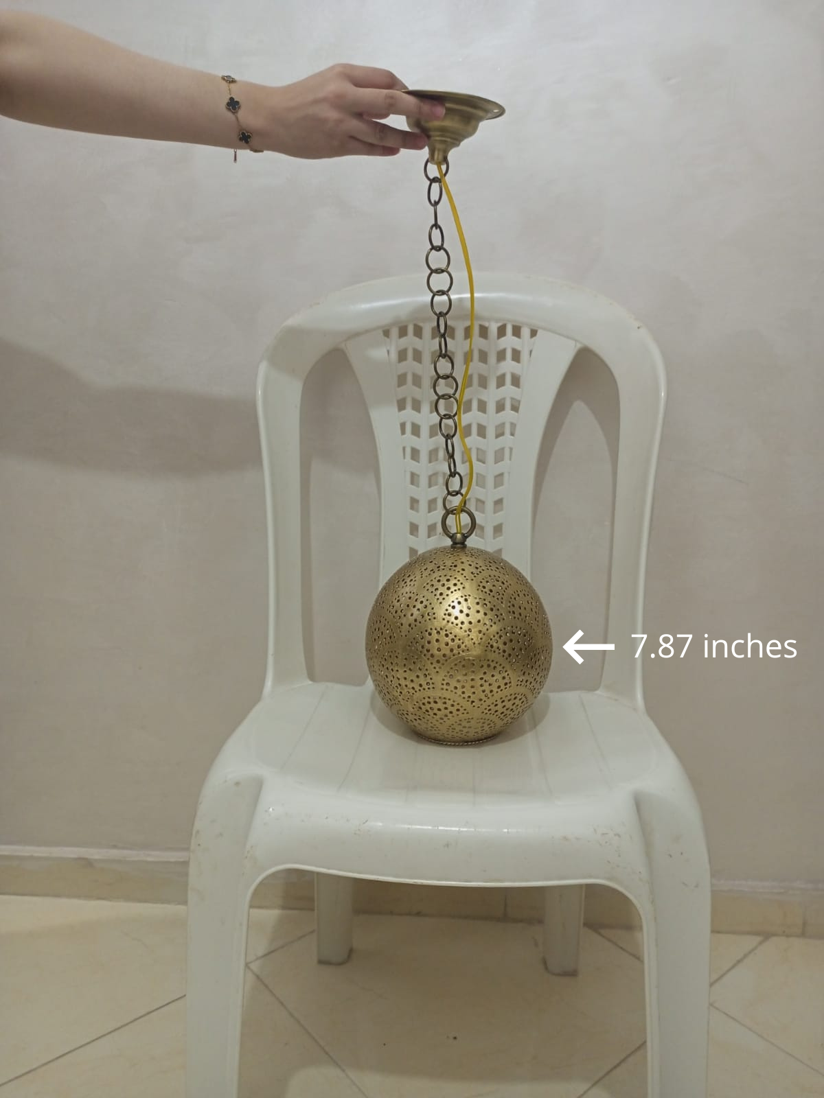 Handmade Moroccan solid copper globe pendant light