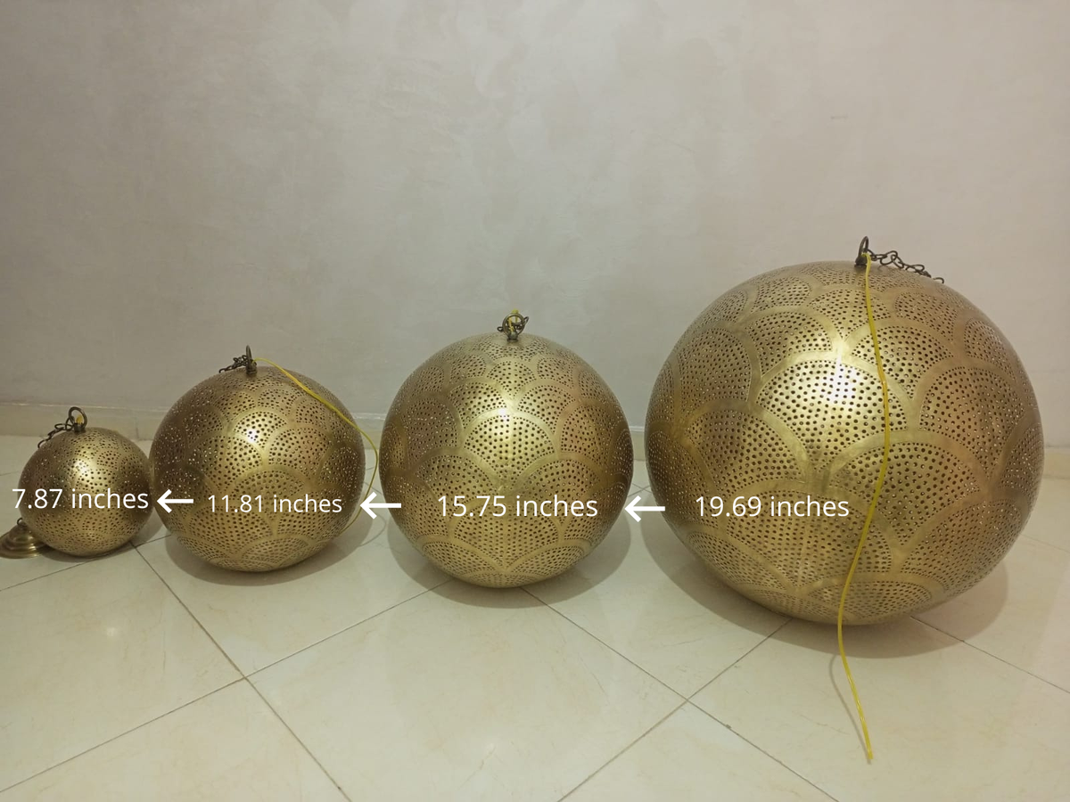 Handmade Moroccan solid copper globe pendant light