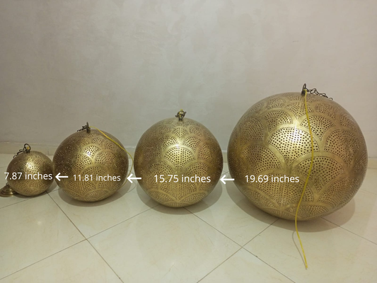 Handmade Moroccan solid copper globe pendant light
