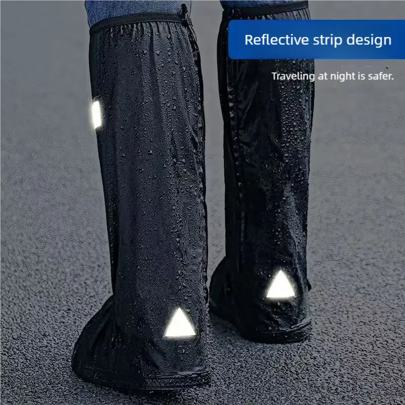 Waterproof Thick High-Tube Adult Outdoor Fishing Rain Boot Covers Anti-Slip Wear-Resistant Portable Shoe Covers for Rain Shoes