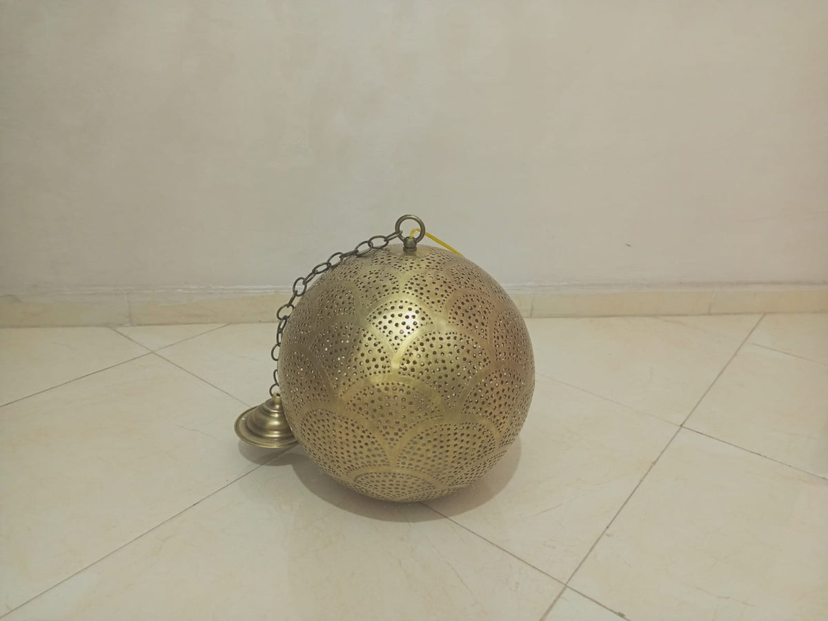 Handmade Moroccan solid copper globe pendant light