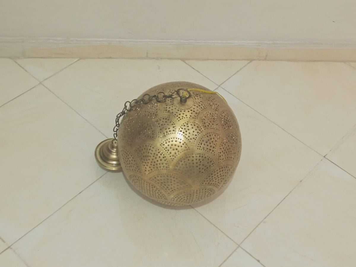 Handmade Moroccan solid copper globe pendant light