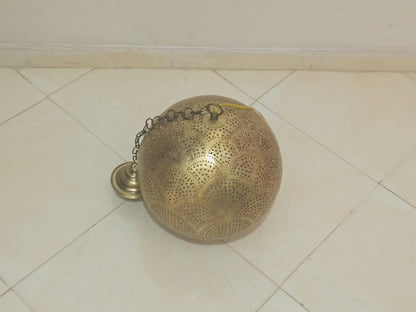 Handmade Moroccan solid copper globe pendant light
