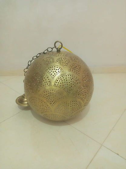 Handmade Moroccan solid copper globe pendant light