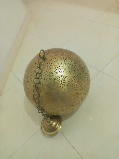 Handmade Moroccan solid copper globe pendant light
