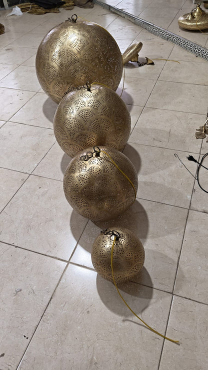 Handmade Moroccan solid copper globe pendant light