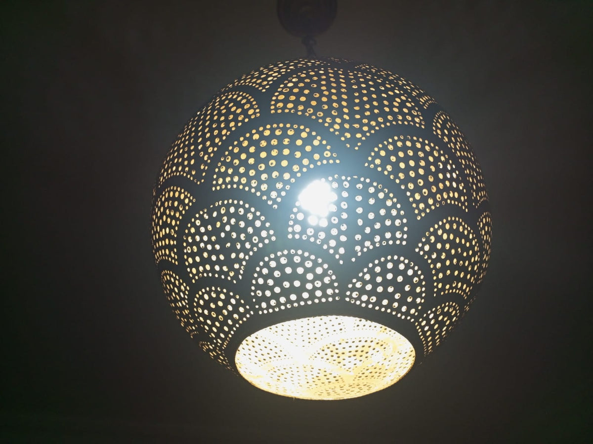 Handmade Moroccan solid copper globe pendant light