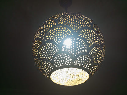 Handmade Moroccan solid copper globe pendant light