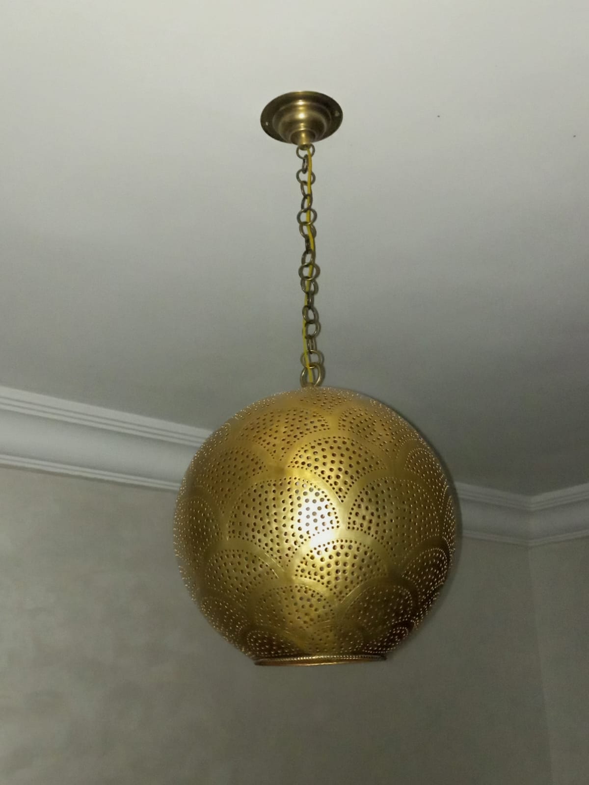 Handmade Moroccan solid copper globe pendant light
